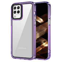 Silicone Transparent Frame Case Cover AC1 for Samsung Galaxy A22 4G Clove Purple