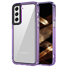 Silicone Transparent Frame Case Cover AC1 for Samsung Galaxy S21 FE 5G Clove Purple