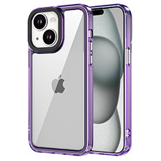 Silicone Transparent Frame Case Cover AC2 for Apple iPhone 13 Purple