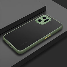 Silicone Transparent Frame Case Cover for Oppo Find X5 Pro 5G Army green