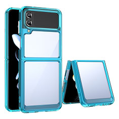 Silicone Transparent Frame Case Cover for Samsung Galaxy Z Flip3 5G Cyan