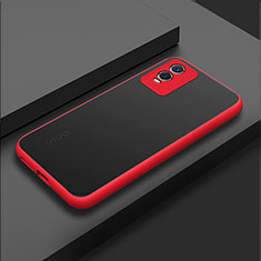 Silicone Transparent Frame Case Cover for Vivo Y74s 5G Red