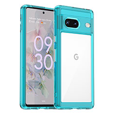 Silicone Transparent Frame Case Cover J01S for Google Pixel 7 5G Blue