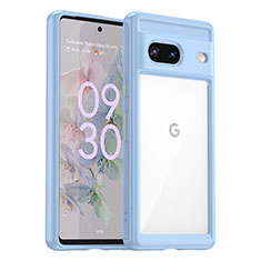 Silicone Transparent Frame Case Cover J01S for Google Pixel 7 5G Sky Blue