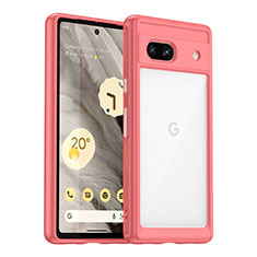 Silicone Transparent Frame Case Cover J01S for Google Pixel 7a 5G Red