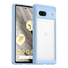 Silicone Transparent Frame Case Cover J01S for Google Pixel 7a 5G Sky Blue