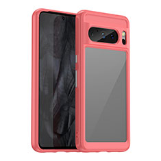 Silicone Transparent Frame Case Cover J01S for Google Pixel 8 Pro 5G Red