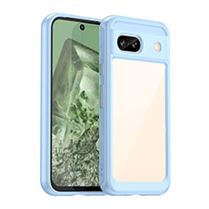 Silicone Transparent Frame Case Cover J01S for Google Pixel 8a 5G Blue