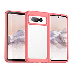 Silicone Transparent Frame Case Cover J01S for Google Pixel Fold 5G Red