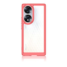 Silicone Transparent Frame Case Cover J01S for Huawei Honor 70 5G Red