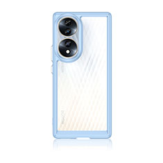 Silicone Transparent Frame Case Cover J01S for Huawei Honor 70 5G Sky Blue