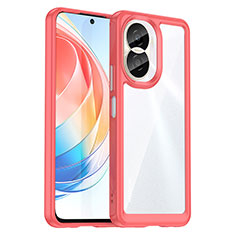 Silicone Transparent Frame Case Cover J01S for Huawei Honor X40i 5G Red