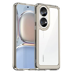 Silicone Transparent Frame Case Cover J01S for Huawei P50 Gray