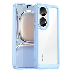 Silicone Transparent Frame Case Cover J01S for Huawei P50 Sky Blue