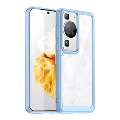 Silicone Transparent Frame Case Cover J01S for Huawei P60 Sky Blue