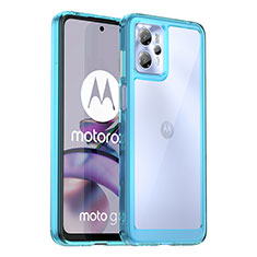 Silicone Transparent Frame Case Cover J01S for Motorola Moto G13 Blue