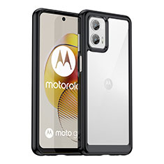 Silicone Transparent Frame Case Cover J01S for Motorola Moto G73 5G Black