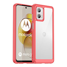 Silicone Transparent Frame Case Cover J01S for Motorola Moto G73 5G Red
