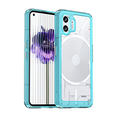 Silicone Transparent Frame Case Cover J01S for Nothing Phone 2 Cyan