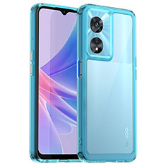 Silicone Transparent Frame Case Cover J01S for Oppo A1x 5G Cyan