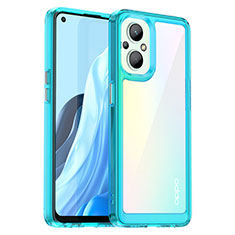 Silicone Transparent Frame Case Cover J01S for Oppo A96 5G Cyan