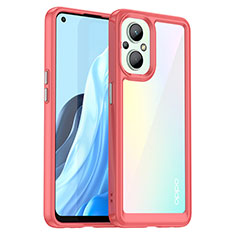 Silicone Transparent Frame Case Cover J01S for Oppo A96 5G Red