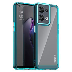 Silicone Transparent Frame Case Cover J01S for Oppo Reno9 5G Cyan