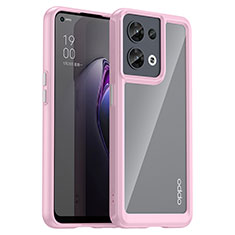 Silicone Transparent Frame Case Cover J01S for Oppo Reno9 5G Pink