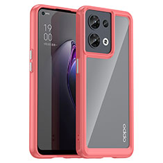 Silicone Transparent Frame Case Cover J01S for Oppo Reno9 Pro 5G Red