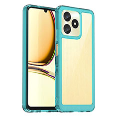 Silicone Transparent Frame Case Cover J01S for Realme C53 India Sky Blue