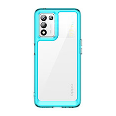 Silicone Transparent Frame Case Cover J01S for Realme Q3t 5G Cyan