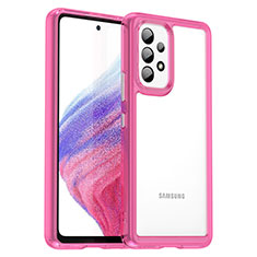 Silicone Transparent Frame Case Cover J01S for Samsung Galaxy A53 5G Hot Pink