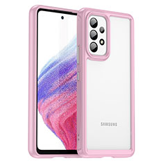 Silicone Transparent Frame Case Cover J01S for Samsung Galaxy A53 5G Pink