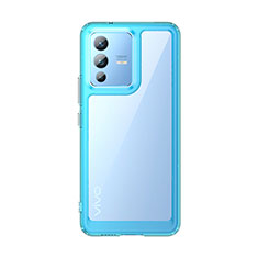 Silicone Transparent Frame Case Cover J01S for Vivo V23 5G Blue