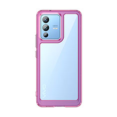 Silicone Transparent Frame Case Cover J01S for Vivo V23 5G Clove Purple