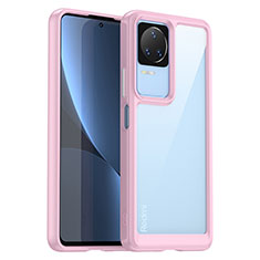 Silicone Transparent Frame Case Cover J01S for Xiaomi Poco F4 5G Pink