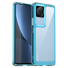 Silicone Transparent Frame Case Cover J01S for Xiaomi Poco F4 5G Sky Blue