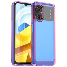 Silicone Transparent Frame Case Cover J01S for Xiaomi Poco M5 4G Clove Purple