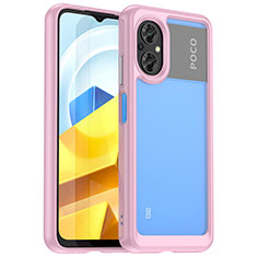 Silicone Transparent Frame Case Cover J01S for Xiaomi Poco M5 4G Pink