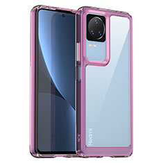 Silicone Transparent Frame Case Cover J01S for Xiaomi Redmi K40S 5G Clove Purple