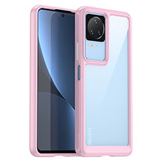 Silicone Transparent Frame Case Cover J01S for Xiaomi Redmi K40S 5G Pink