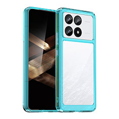 Silicone Transparent Frame Case Cover J01S for Xiaomi Redmi K70 5G Cyan