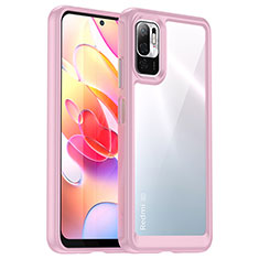 Silicone Transparent Frame Case Cover J01S for Xiaomi Redmi Note 10 5G Pink