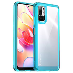 Silicone Transparent Frame Case Cover J01S for Xiaomi Redmi Note 11 SE 5G Cyan