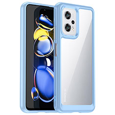 Silicone Transparent Frame Case Cover J01S for Xiaomi Redmi Note 11T Pro 5G Blue