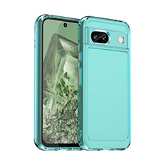 Silicone Transparent Frame Case Cover J02S for Google Pixel 8a 5G Blue