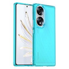 Silicone Transparent Frame Case Cover J02S for Huawei Honor 70 5G Blue