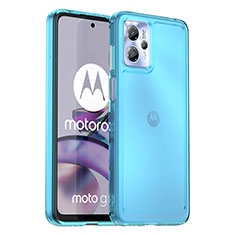 Silicone Transparent Frame Case Cover J02S for Motorola Moto G13 Blue