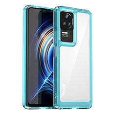 Silicone Transparent Frame Case Cover J02S for Xiaomi Redmi K60E 5G Cyan