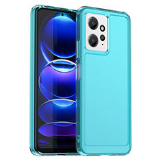 Silicone Transparent Frame Case Cover J02S for Xiaomi Redmi Note 12 4G Blue